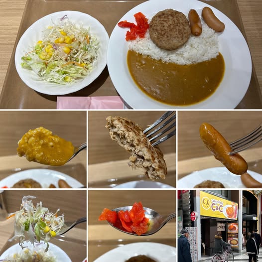 480581639_9055359427909090_4895082536364140751_n カレーショップC&C 中野サンモール店にてプレーンカレーにサラダとソーセージ2本トッピングして前回訪問時に貰ったレシートクーポンでハンバーグがサービスとなり750円【中野】